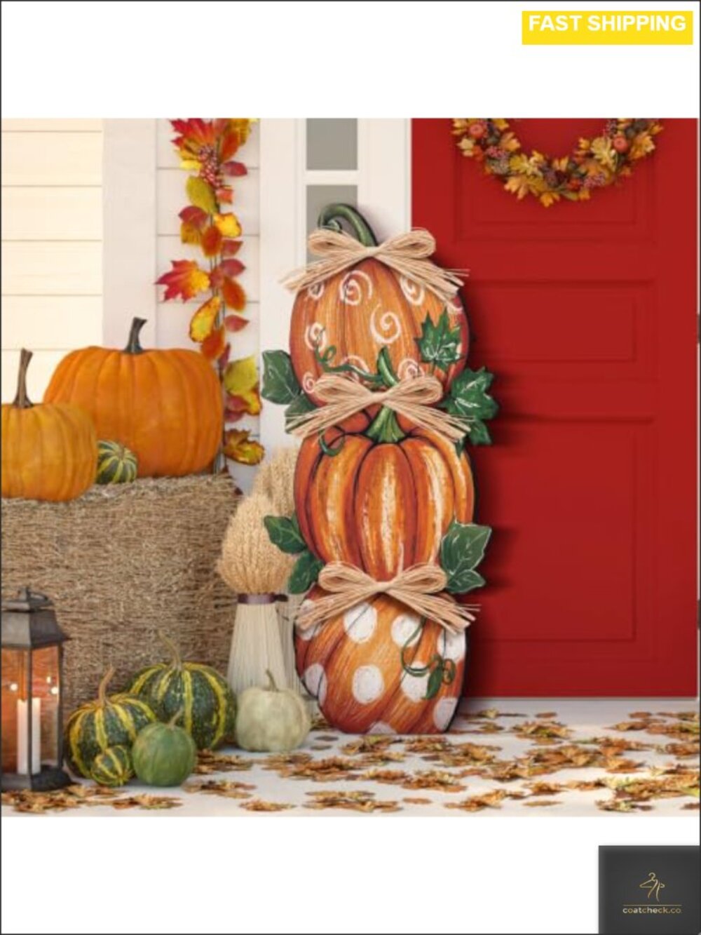 35'' Wood Pumpkin Porch Sign Outdoor Fall Decor